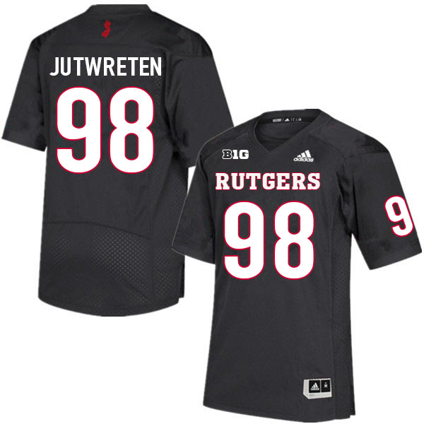Men #98 Robin Jutwreten Rutgers Scarlet Knights College Football Jerseys Sale-Black